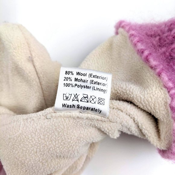 Yetilang Piglet Wool Mohair  Knitted Winter Hat and Mittens Set - Picture 13 of 16